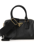 Saffiano Lux Mini Boston Crossbody Bag Black