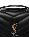 Lambskin Chevron Quilted Medium Loulou Black