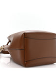 Smooth Shiny Calfskin Bon Bon Bucket Bag Dark Tan