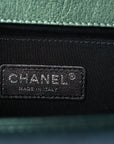 Iridescent Goatskin Quilted Medium Boy Flap Green
