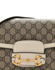 GG Supreme Monogram Horsebit 1955 Shoulder Bag Beige Mystic White
