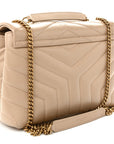 Calfskin Y Quilted Monogram Small Loulou Chain Satchel Dark Beige