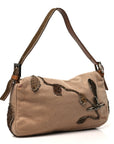 Wool Pony Hair Flower Applique Baguette Brown