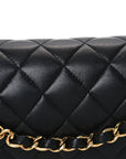 Lambskin Quilted Small Double Flap Black
