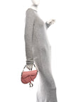 Grained Calfskin Mini Saddle Bag Pink