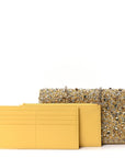 Calfskin Satin Bead Embroidery Lady D1OR Clutch Gold Yellow
