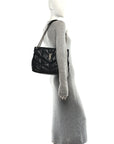 Lambskin Quilted Medium Loulou Puffer Monogram Chain Satchel Black