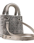 Satin Crystal Cannage Mini Lady D1OR Gray