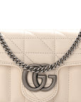 Calfskin Matelasse Aria Super Mini GG Marmont Shoulder Bag Mystic White
