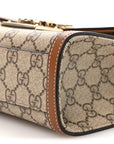 GG Supreme Monogram Small Padlock Top Handle Shoulder Bag Beige Ebony Dark Brown