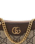 GG Supreme Monogram Textured Dollar Calfskin Mini Ophidia Chain Bag Beige Ebony