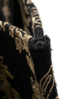 Canvas Embroidered Large Ornamental Cornely Book Tote Black Beige