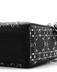 Satin Crystal Cannage Mini Lady D1OR Black