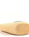 Calfskin Raffia Paulas Ibiza Medium Anagram Basket Tote Bag Natural Black