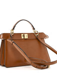 Vitello King Luxor Shiny Nappa Medium Peekaboo I SEE U East West Satchel Brandy Light Rose
