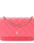 Caviar Quilted Wallet On Chain WOC Dark Pink