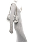 Metallized Arena Calfskin Medium Monaco Chain Shoulder Bag Silver