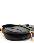 Grained Calfskin Saddle Bag With Strap Black