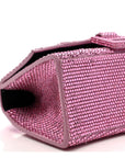 Strass Suede Hourglass Top Handle Bag XS Pink