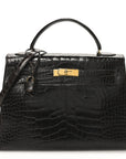 Shiny Alligator Kelly Sellier 32 Havane
