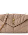 Lambskin Quilted Toy Loulou Puffer Monogram Chain Satchel Dark Beige