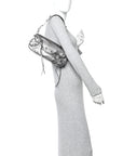 Metallic Agneau Arena Small Le Cagole Sling Bag Silver