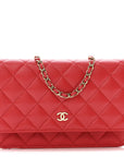 Caviar Quilted Wallet on Chain WOC Red