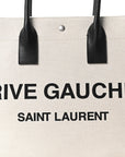 Linen Calfskin Small Rive Gauche Tote Greggio Natural
