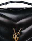 Lambskin Chevron Quilted Medium Loulou Black