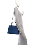 Grained Calfskin Small Frances Tote Navy