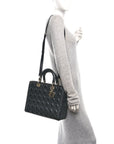 Lambskin Cannage Large Lady D1OR Black
