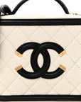 Caviar Quilted Small CC Filigree Vanity Case White Black