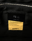 Econyl Nylon Cuoio Romano Monochrome Medium Baguette Messenger Bag Black