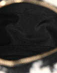 Wool Tweed Lambskin Quilted CHNL 19 Round Clutch With Chain and Coin Purse Black White