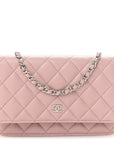 Caviar Quilted Wallet on Chain WOC Light Pink
