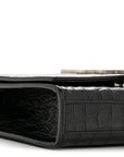 Calfskin Crocodile Embossed Small Classic Monogram Kate Tassel Satchel Black