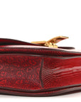 Lizard Medium Classic Box Flap Bag Ruby