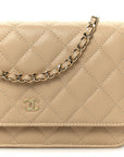 Caviar Quilted Wallet on Chain WOC Beige