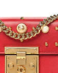 Calfskin Studded Small Padlock Shoulder Bag Hibiscus Red