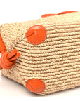 Raffia Calfskin Small Loop Top Handle Natural Burned Orange