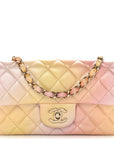 Lambskin Quilted Tie Dye Ombre Mini Rectangular Flap Yellow Multicolor