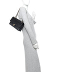 Caviar Quilted Medium Double Flap Black
