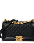 Caviar Quilted Medium Boy Flap Black
