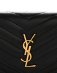 Grain De Poudre Matelasse Chevron Monogram Envelope Chain Wallet Black