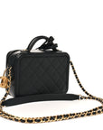 Caviar Quilted Small CC Filigree Vanity Case Black