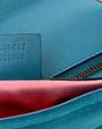 Velvet Matelasse Small GG Marmont Shoulder Bag Pavone Cyan