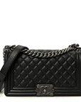 Calfskin Quilted Medium Boy Flap Black