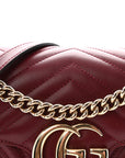 Calfskin Matelasse Small GG Marmont Shoulder Bag Rosso Ancora Red