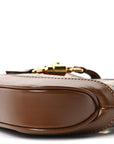 GG Supreme Monogram Azalea Calfskin Web Mini Jackie 1961 Hobo Beige Ebony Brown Sugar