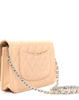 Caviar Quilted Wallet on Chain WOC Beige